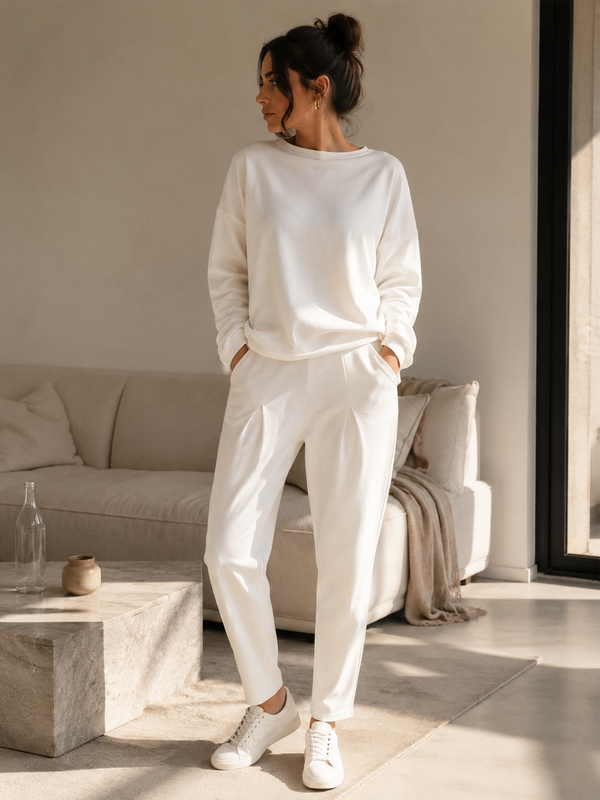 Set din 2 piese: top cu mâneci lungi și decolteu rotund & pantaloni